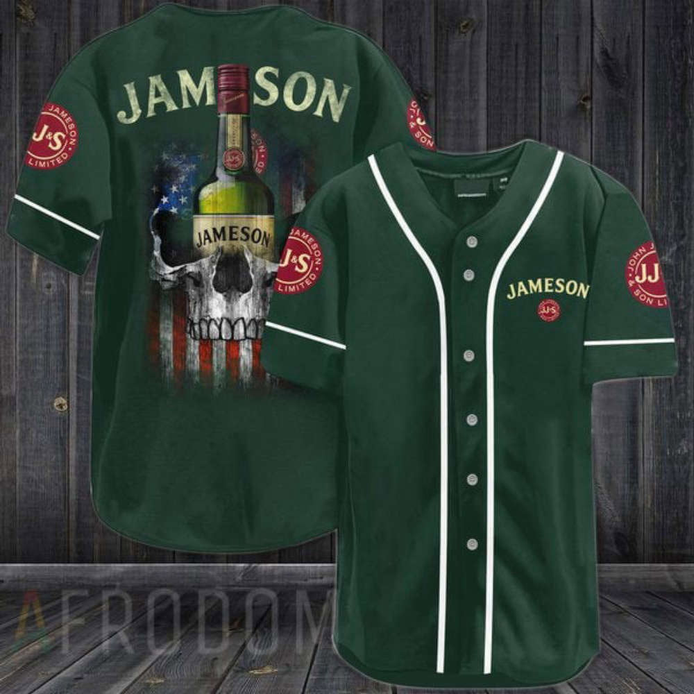 Jameson Baseball Jersey: US Flag Black Skull Design for Edgy Style - Aopprinter