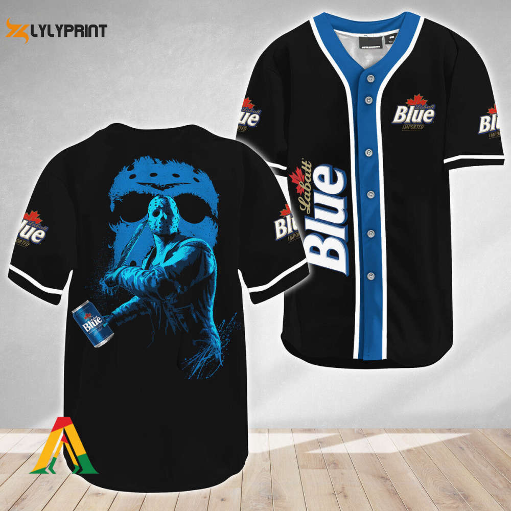 Jason Voorhees Friday The 13th Labatt Blue Baseball Jersey - Gift for Men Women - lylyprint.com