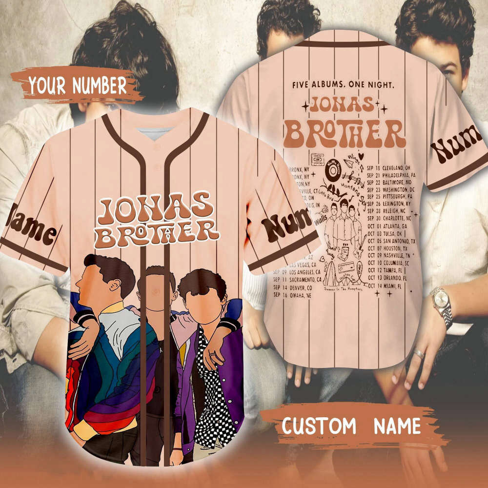 Jonas Brothers 5 Album 1 Night Concert Baseball Jersey - Joe Jonas Merch The Tour 2023 Pop Rock Band Shirt - Aopprinter