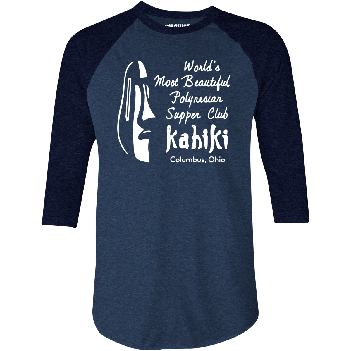Kahiki - Columbus, OH - Vintage Tiki Bar - 3/4 Sleeve Raglan T-Shirt