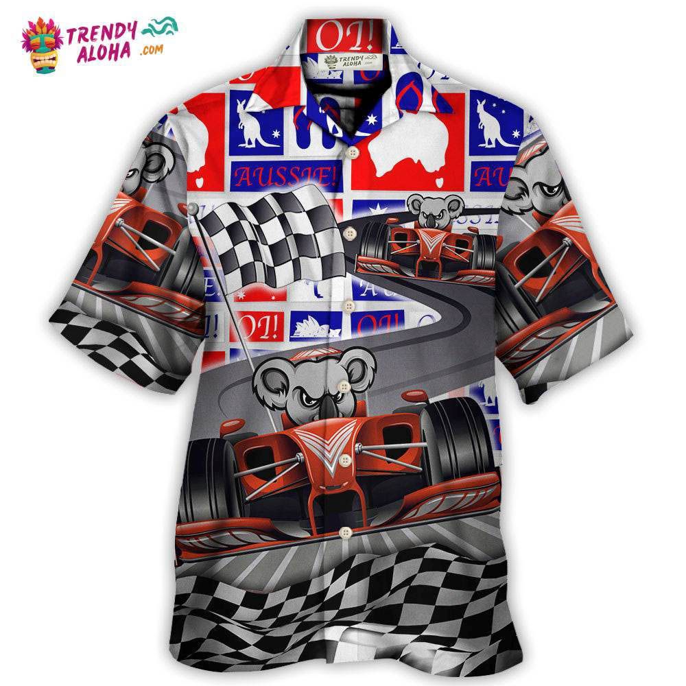Koala Racing Formula One Car Racing Australian Vibe Hawaiian Shirt - Trendy Aloha