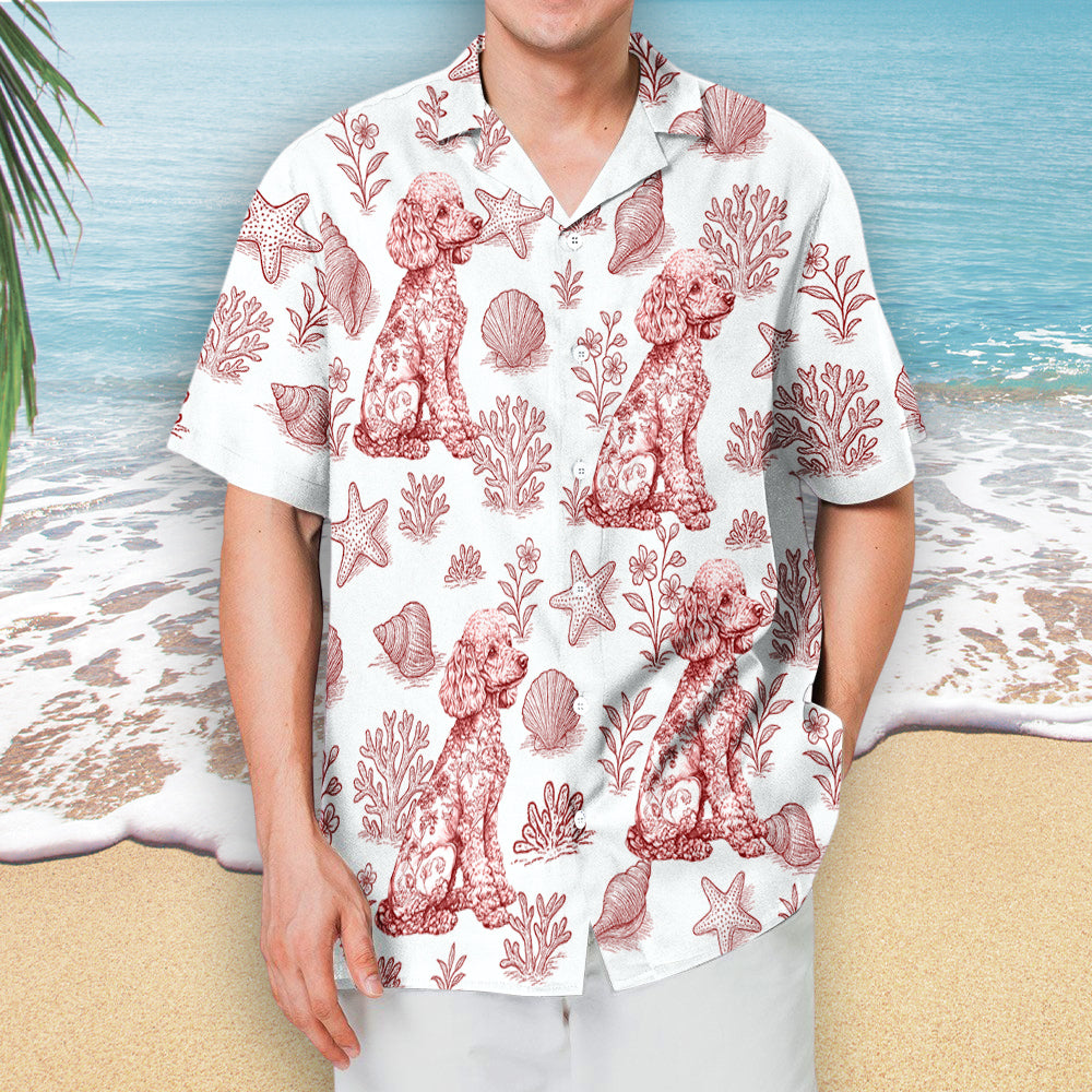 Blue Seashell And Dog - Personalized Custom Hawaiian Shirt