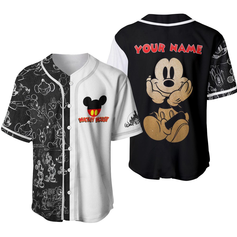 Mickey Mouse Custom Baseball Jersey: Personalized Disney Shirt with Iconic Pattern - Bafud