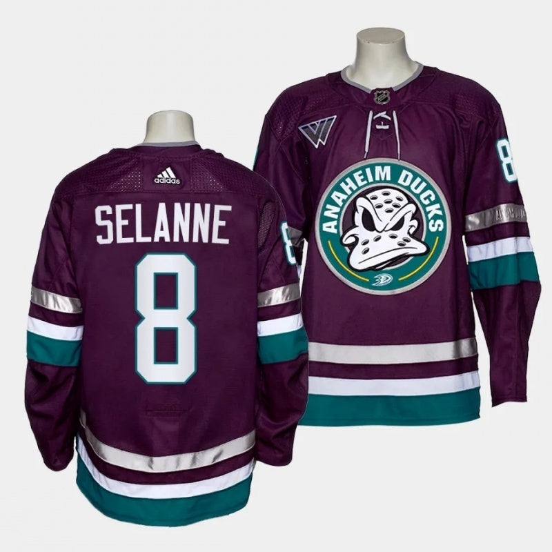 mighty ducks #8 teemu selanne 2023-24 30th anniversary alternate authentic purple jersey men's