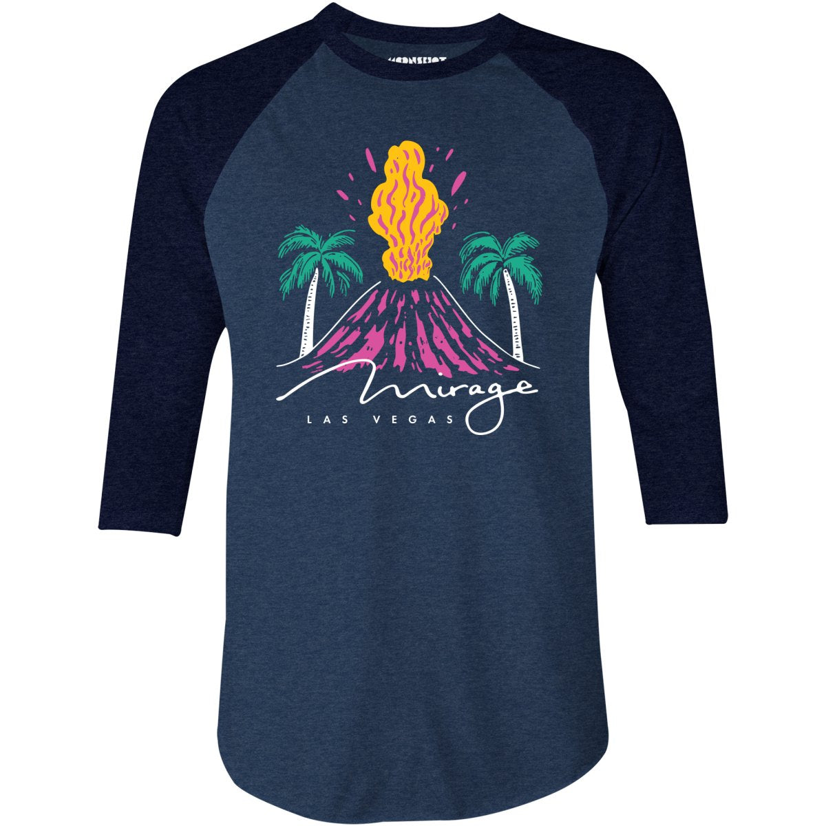 Mirage Volcano - Vintage Las Vegas - 3/4 Sleeve Raglan T-Shirt