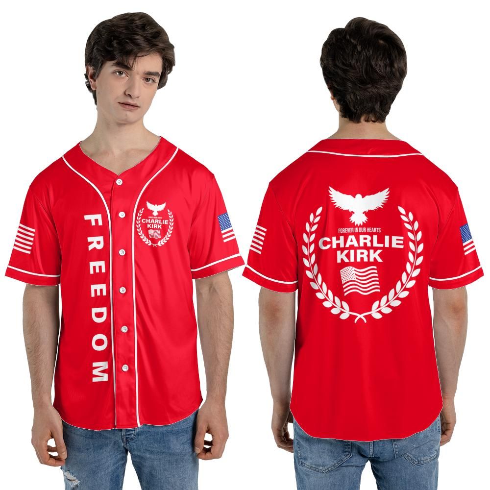 Freedom Charlie Kirk Forever In Our Hearts Baseball Jersey