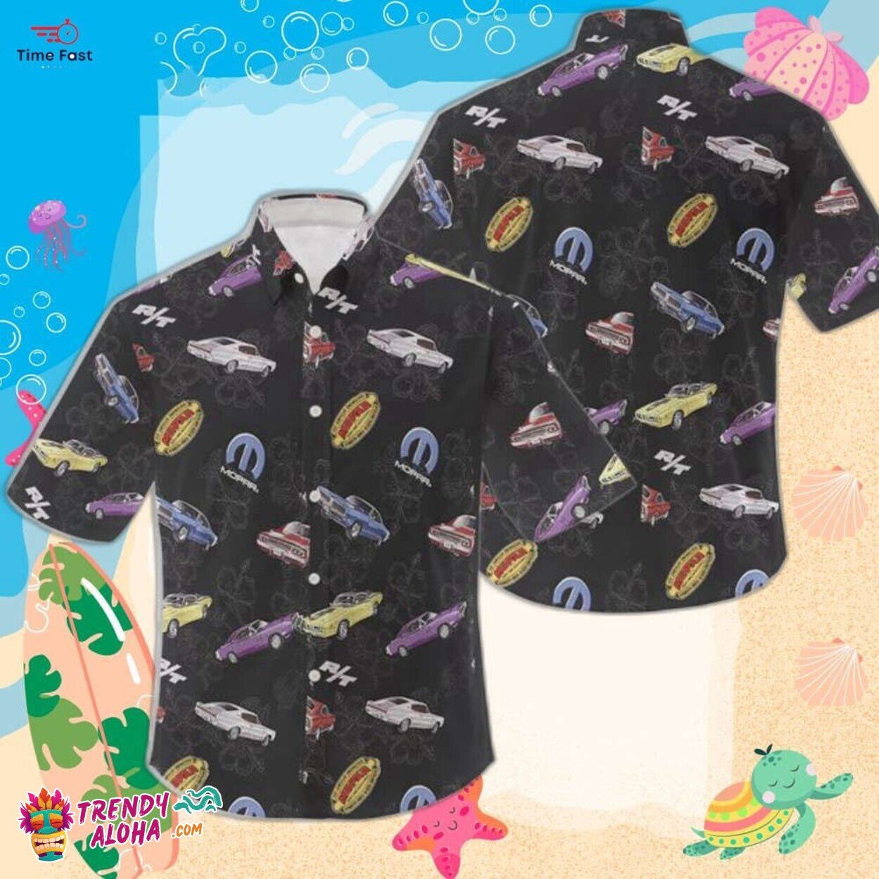 Mopar Automotive Enthusiasts Aloha Car Theme Hawaiian Shirt