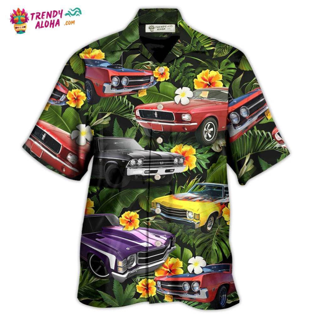 Muscle Car Tropical Vibe Hawaiian Shirt - Trendy Aloha