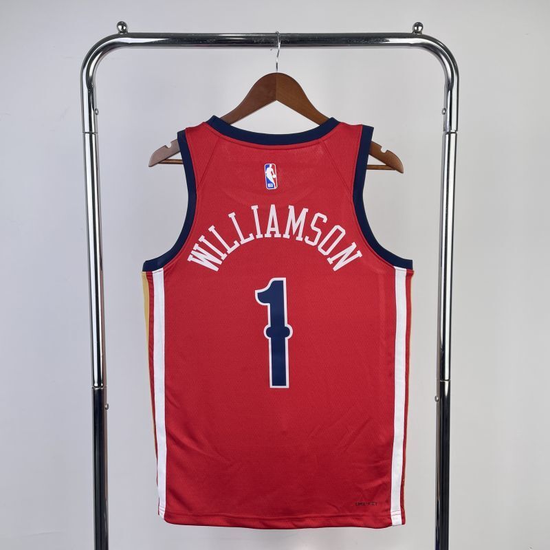 new orleans pelicans #1 williamson 23 24 statement jersey red Style 1