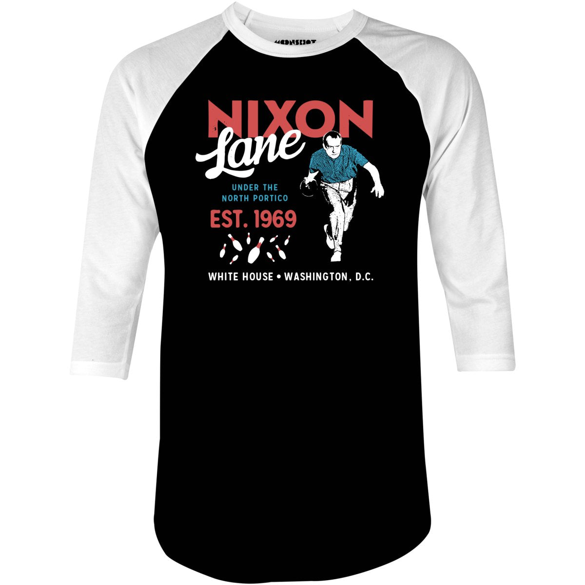 Nixon Lane - Washington D.C. - Vintage Bowling Alley - 3/4 Sleeve Raglan T-Shirt