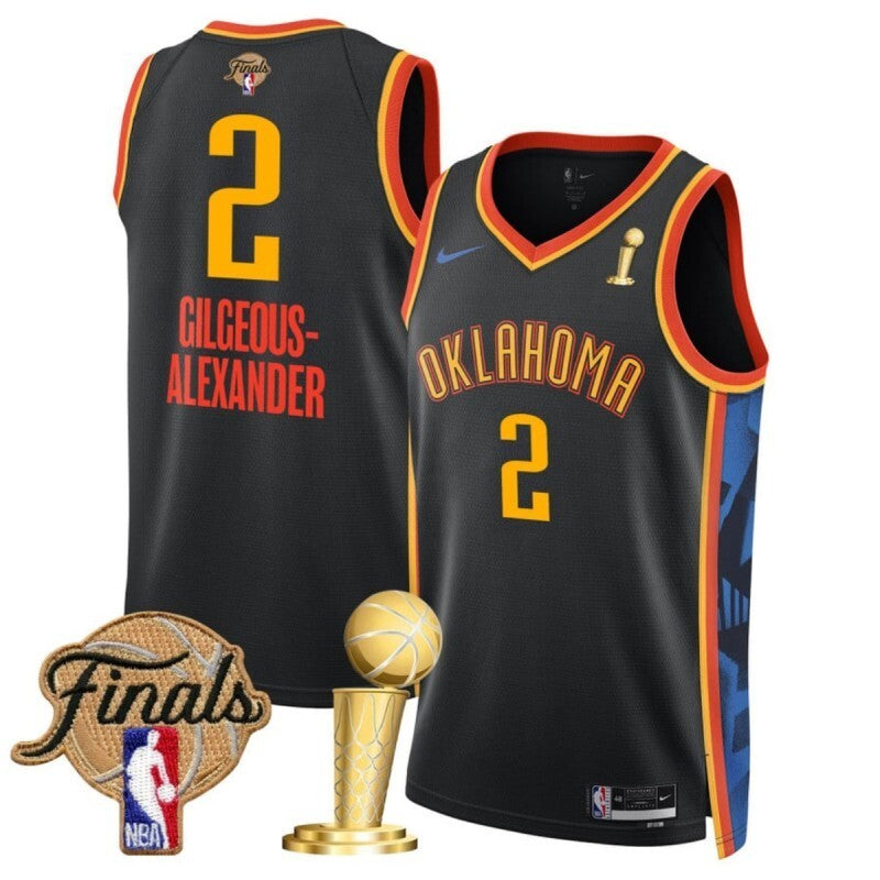 oklahoma city thunder #2 shai gilgeous-alexander black 2025 finals patch and finals