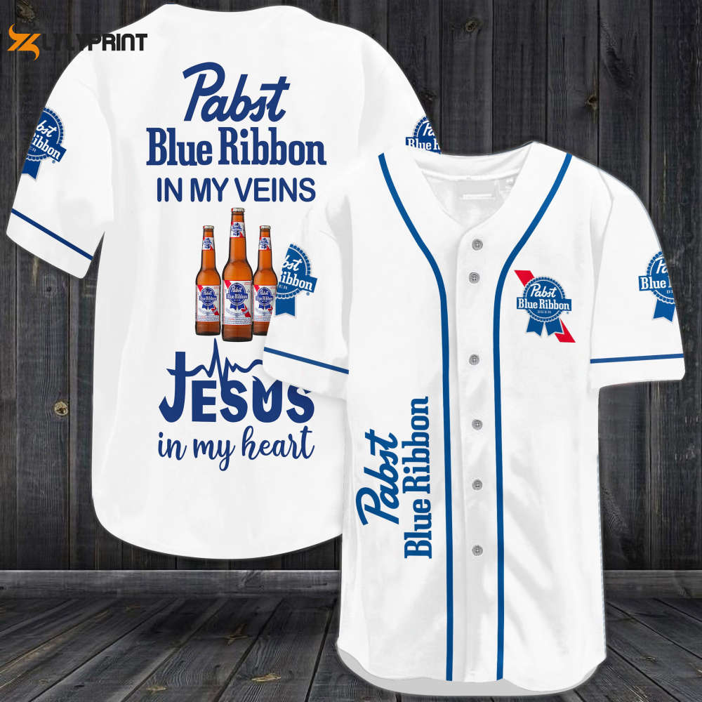 Pabst Blue RiIn My Veins Jesus In My Heart Baseball Jersey - lylyprint.com
