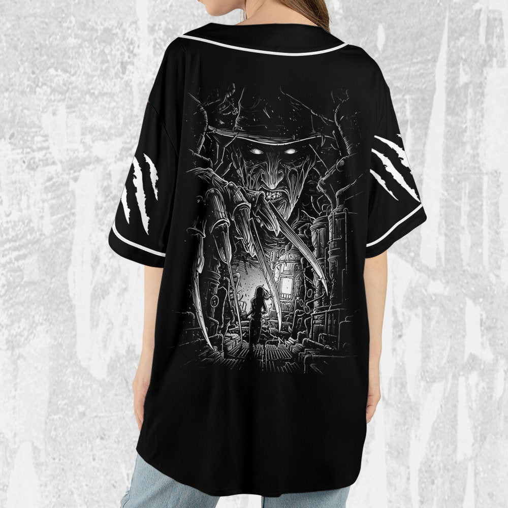 Personalize Freddy Krueger Black And White Jersey, Horror Jersey, Freddy Baseball Jersey - lylyprint.com