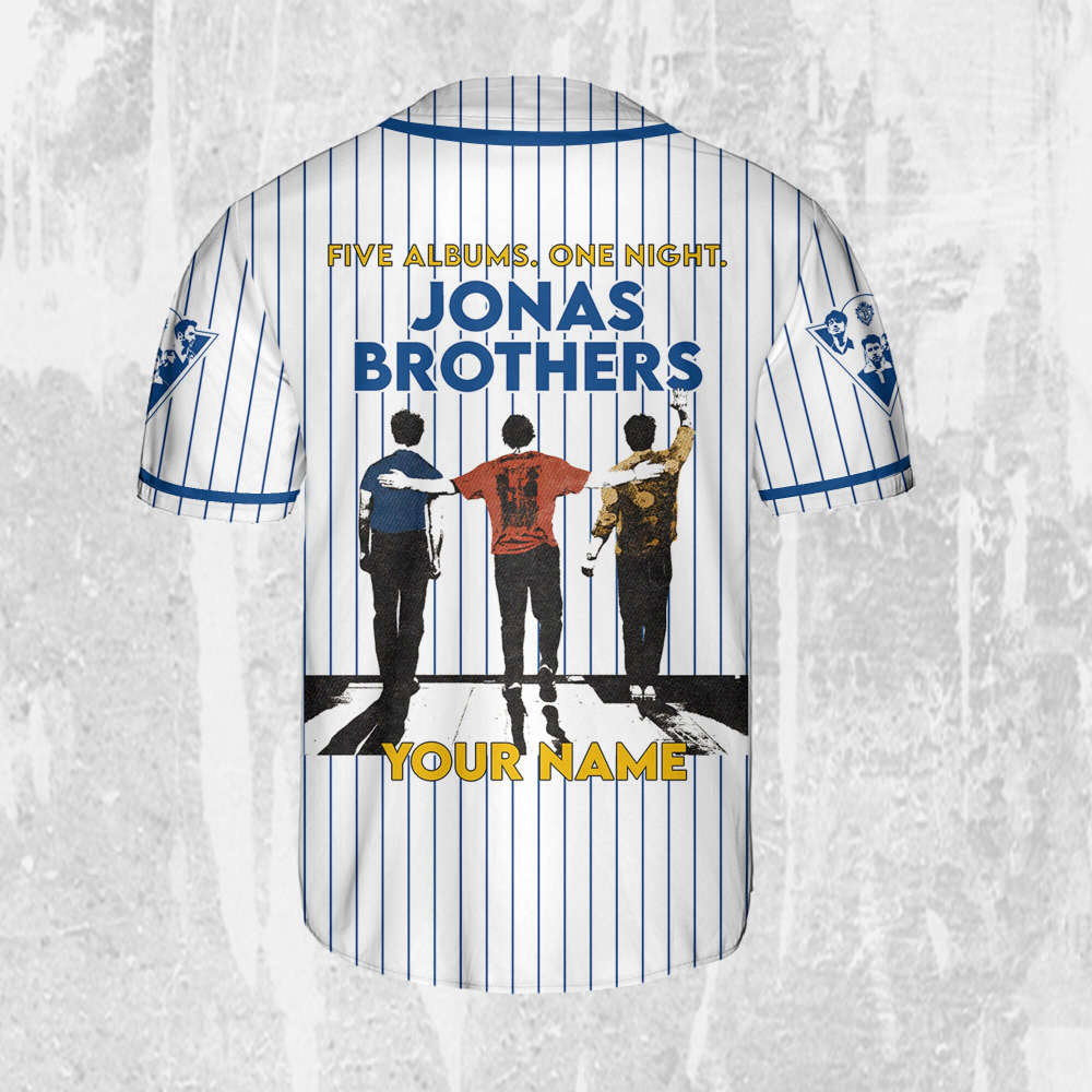 Personalize Jonas Brothers Five Albums One Night Color Blue Jersey, Jonas Brothers Baseball Jersey, Custom Baseball Jersey, Music Concert - Aopprinter