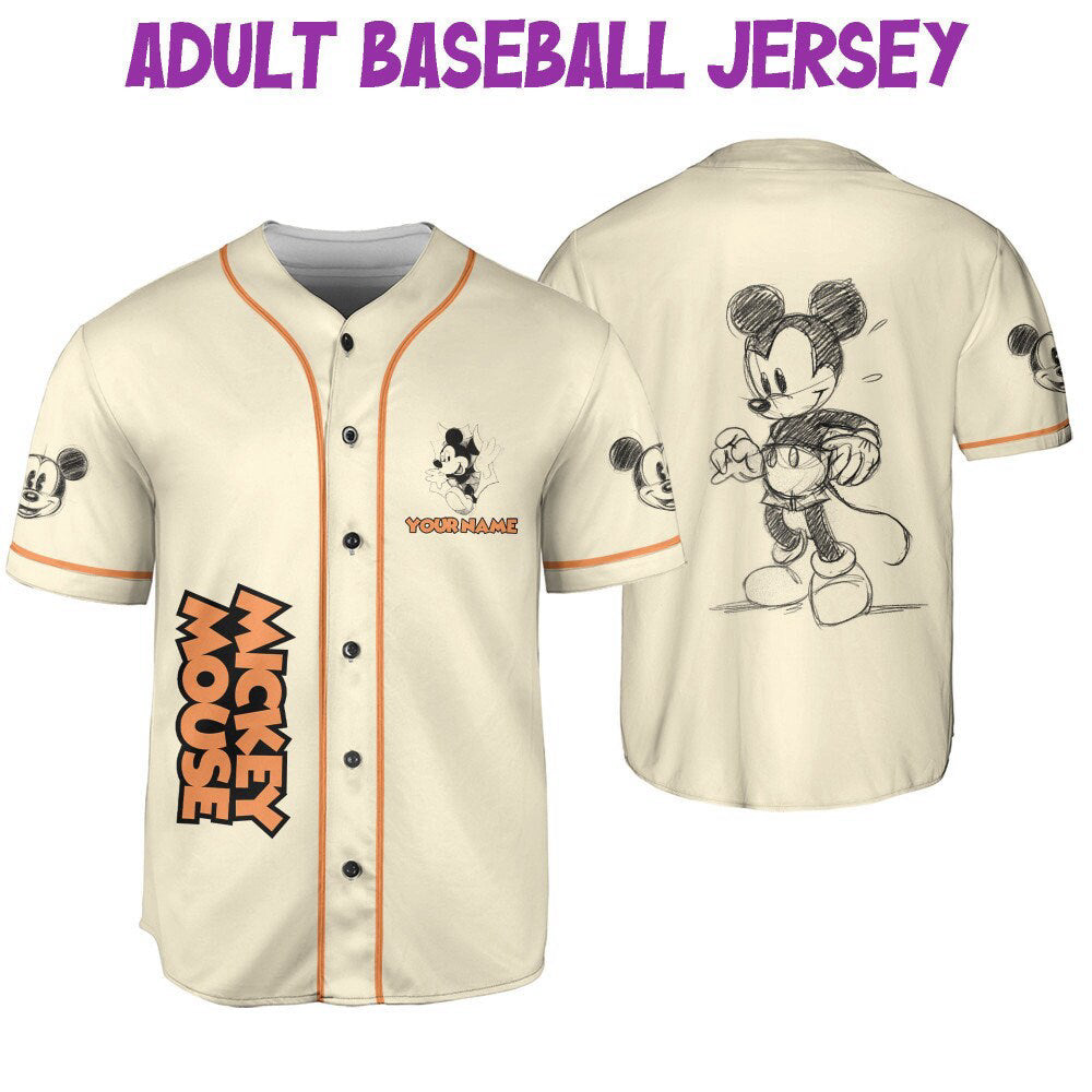 Custom Mickey Disney Baseball Jersey - Personalize 3D Outfit for Kids Youth & Adults Perfect Gift for Fans! - Bafud