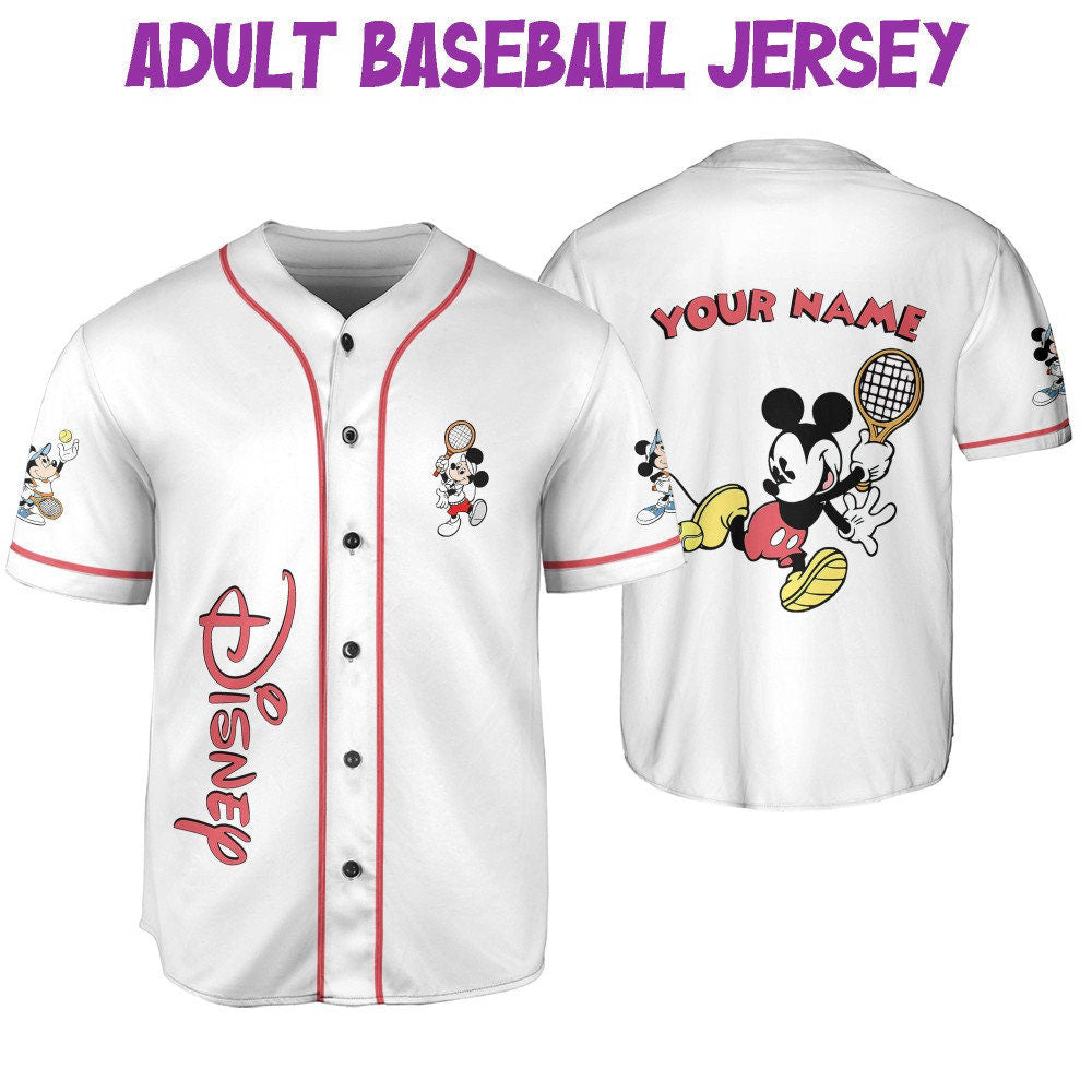 Vintage Disney Mickey Play Tennis Baseball Jersey - Perfect Gifts for Disney Fans - Bafud