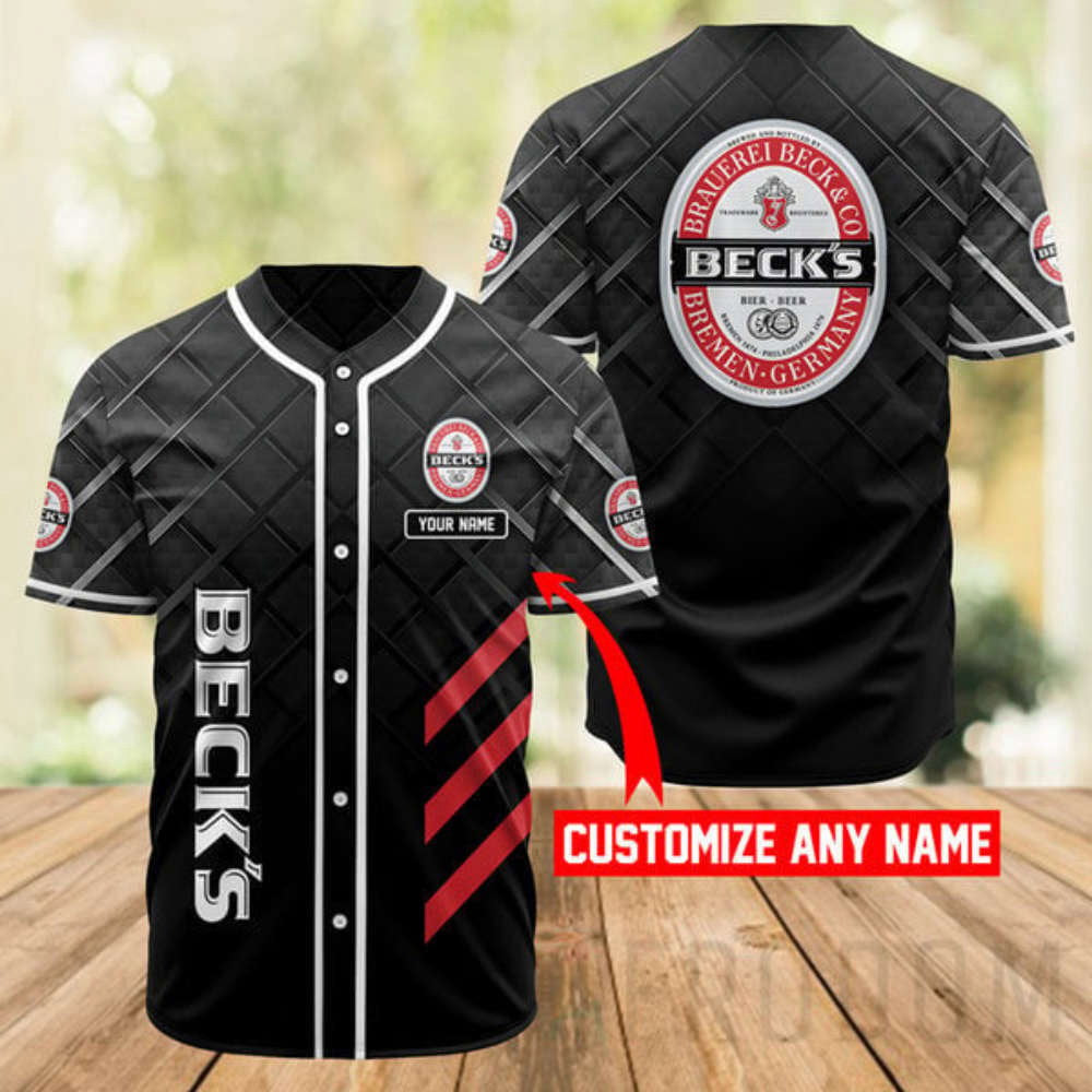 Personalized Black Beck's Beer Baseball Jersey - Aopprinter