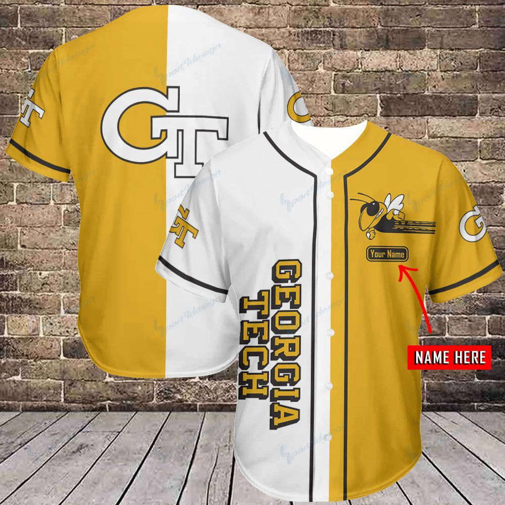 Personalized Georgia Tech Yellow Jackets Baseball Jersey - Aopprinter