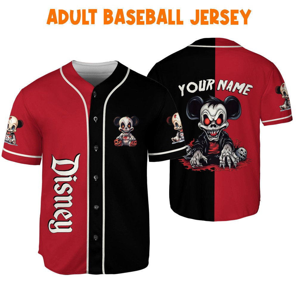 Personalized Horror Disney Mickey Monster Mouse Bloody Baseball Jersey - Cute Gifts for Fans of Disney - Bafud