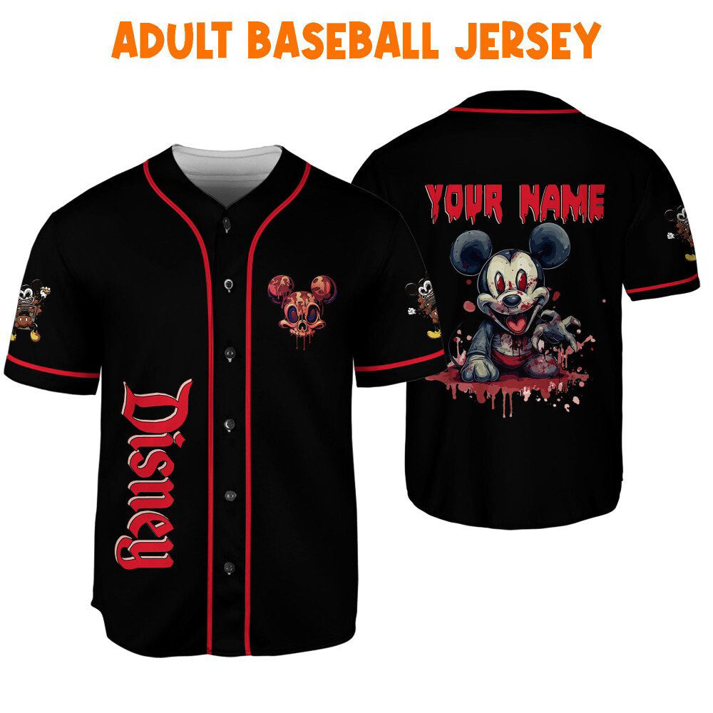 Spooktacular Personalized Horror Mickey Mouse Zombie Jersey - Perfect Disney Gift for Fans - Bafud