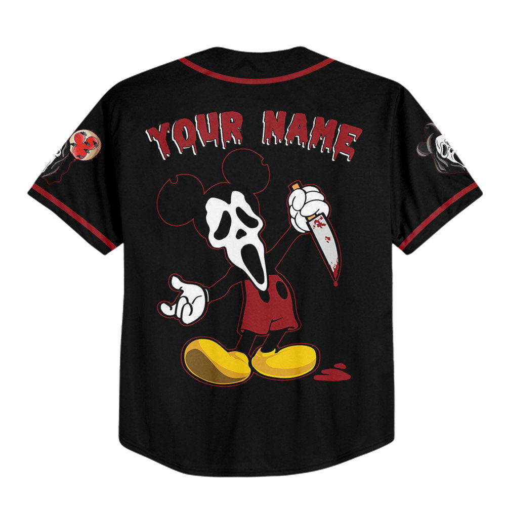 Custom Horror Disney Mickey Scream Mask & Baseball Jersey - Perfect Gifts for Disney Fans! - Bafud