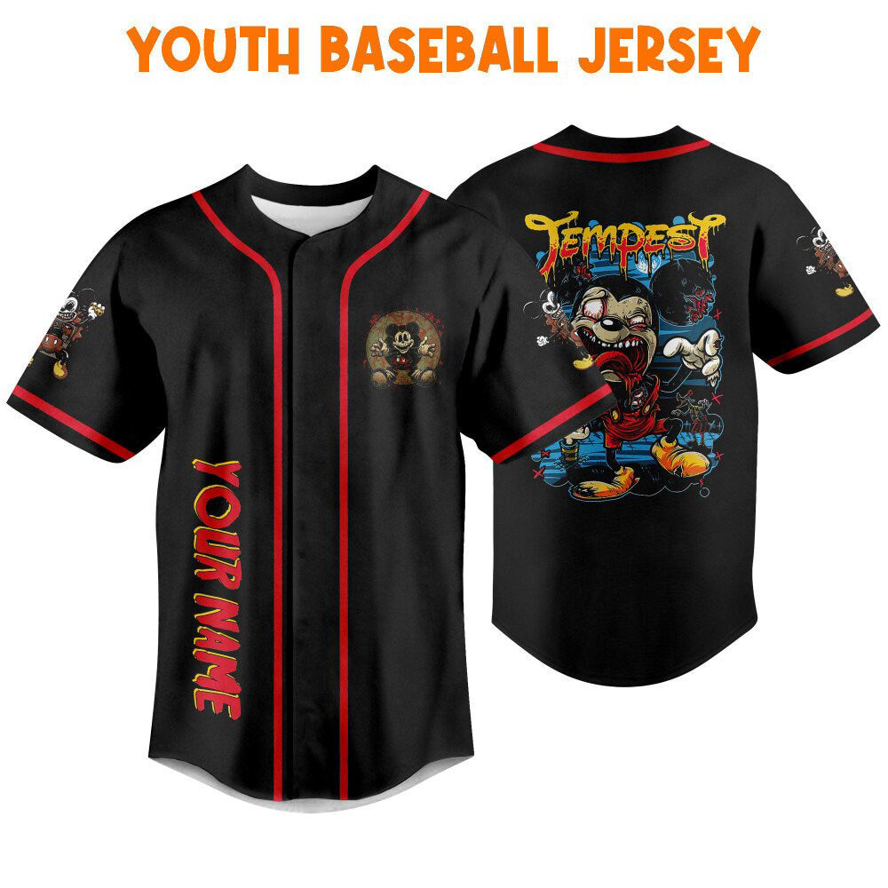 Personalized Horror Disney Mickey Zombie Mouse Tempest: Baseball Jersey for Disney Fans Cute Gifts - Bafud