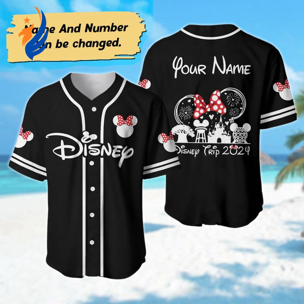 Custom Personalized Magic Kingdom Family Trip Jersey Minnie Mouse Castle Basketball Shirt Mickey Minnie Ears Baseball Top - Bafud