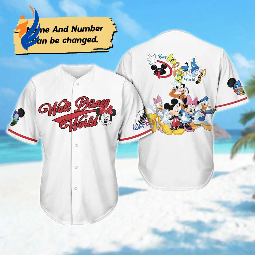 Custom Mickey and Friends Baseball Jersey: Minnie Donald Daisy Goofy Team Shirt – Perfect for Magic Kingdom Trip! - Bafud