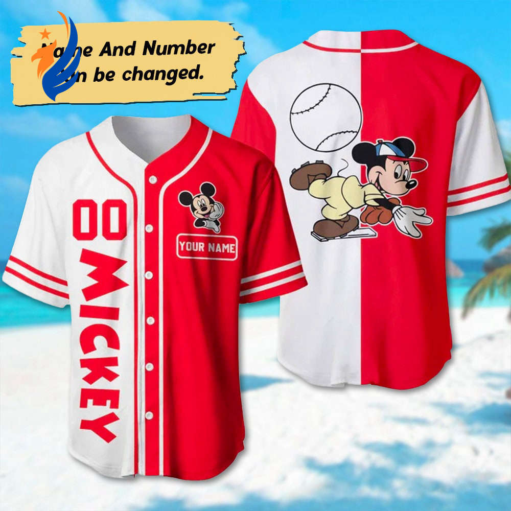 Custom Mickey Baseball Jersey - Personalized Mickey Mouse Team Shirt and 3D Printed Basketball Jersey - Bafud