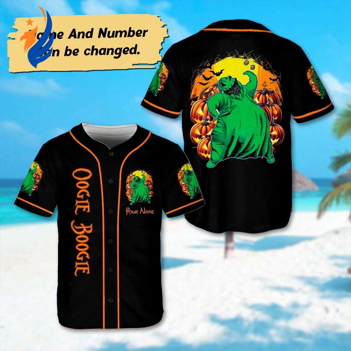 Spooky Personalized Oogie Boogie Halloween Baseball Jersey - Nightmare Before Christmas Team Shirt for Horror Movie Fans - Bafud