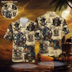 Pirates of the Caribbean Hawaiian Shirt - Skull Pirate Ship Button Down Shirt for Men Short Sleeve