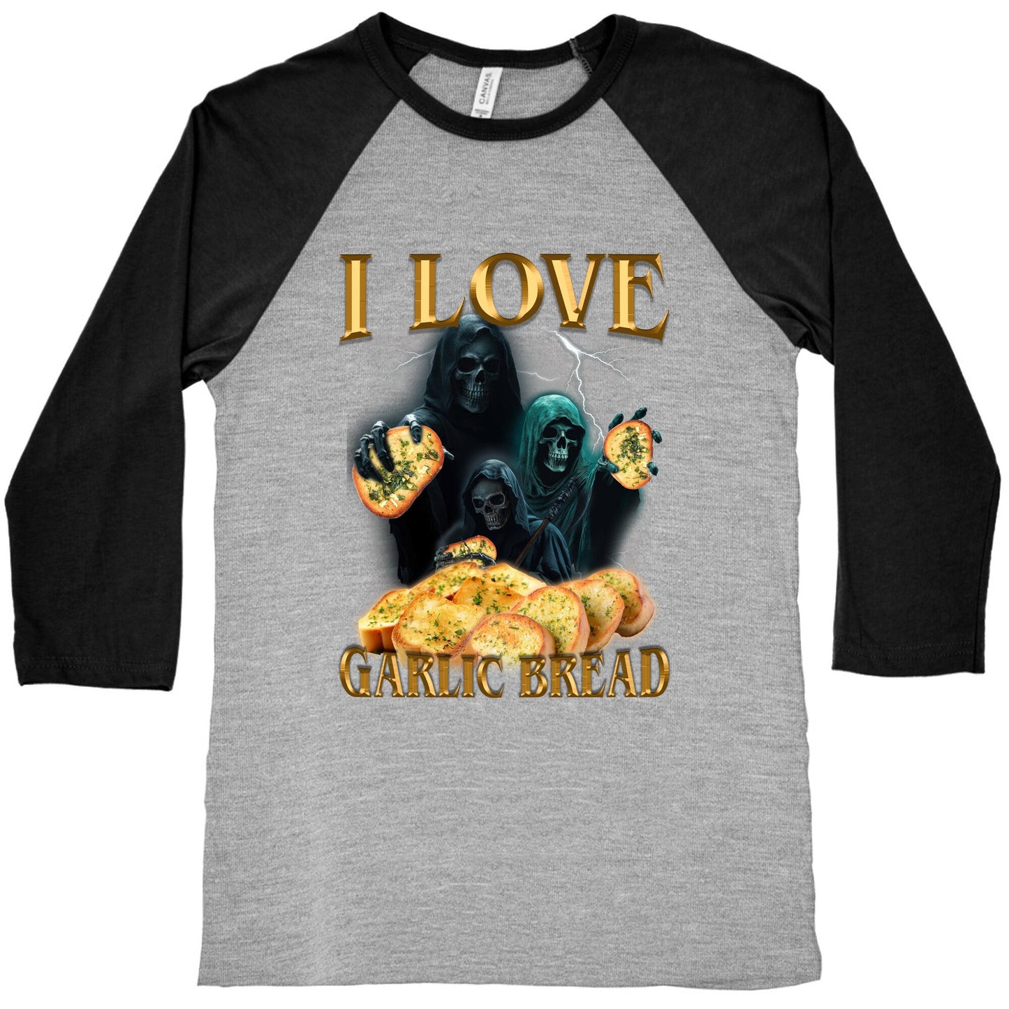 I Love Garlic Bread Baseball Tee