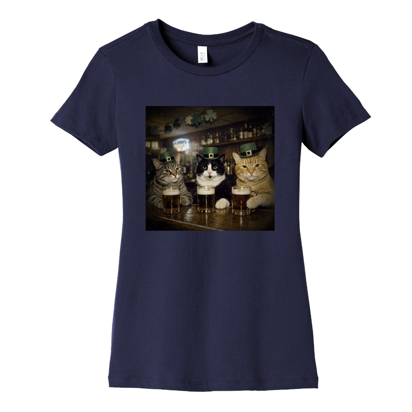 Saint Patrick Cats Womens Cotton Tee