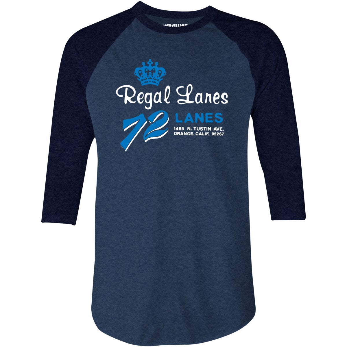 Regal Lanes - Orange, CA - Vintage Bowling Alley - 3/4 Sleeve Raglan T-Shirt