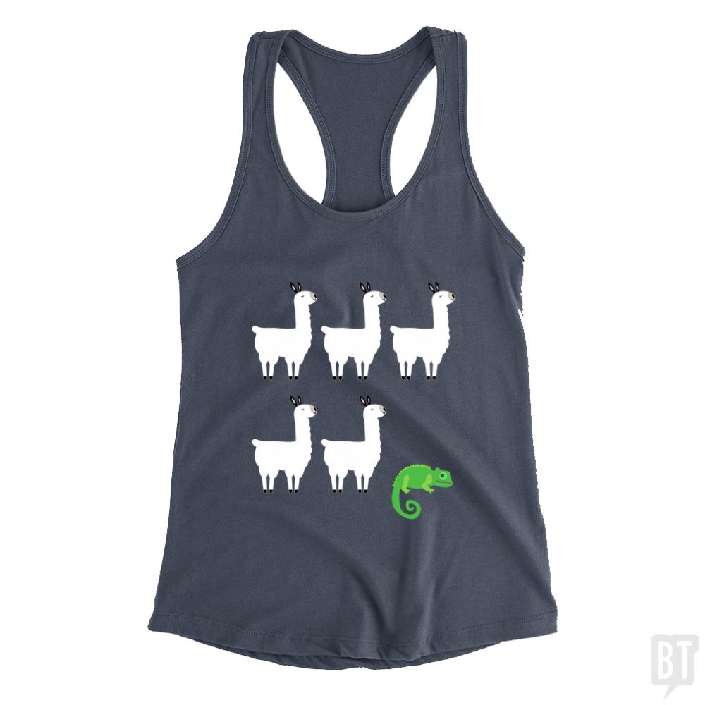 Llama, Llama, Llama, Llama, Llama, Chameleon Tank Tops