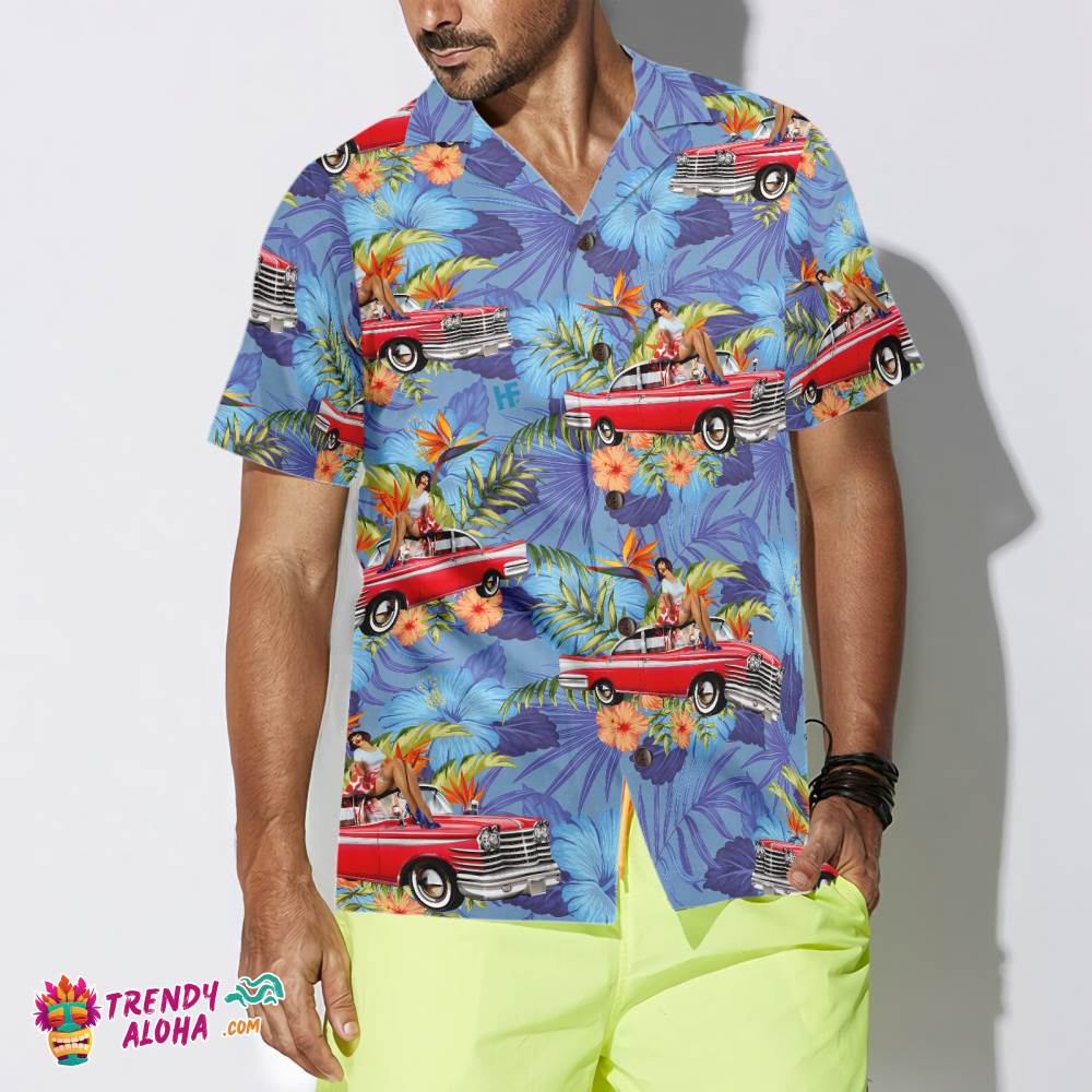 Retro Vintage Girl Car Hawaiian Shirt