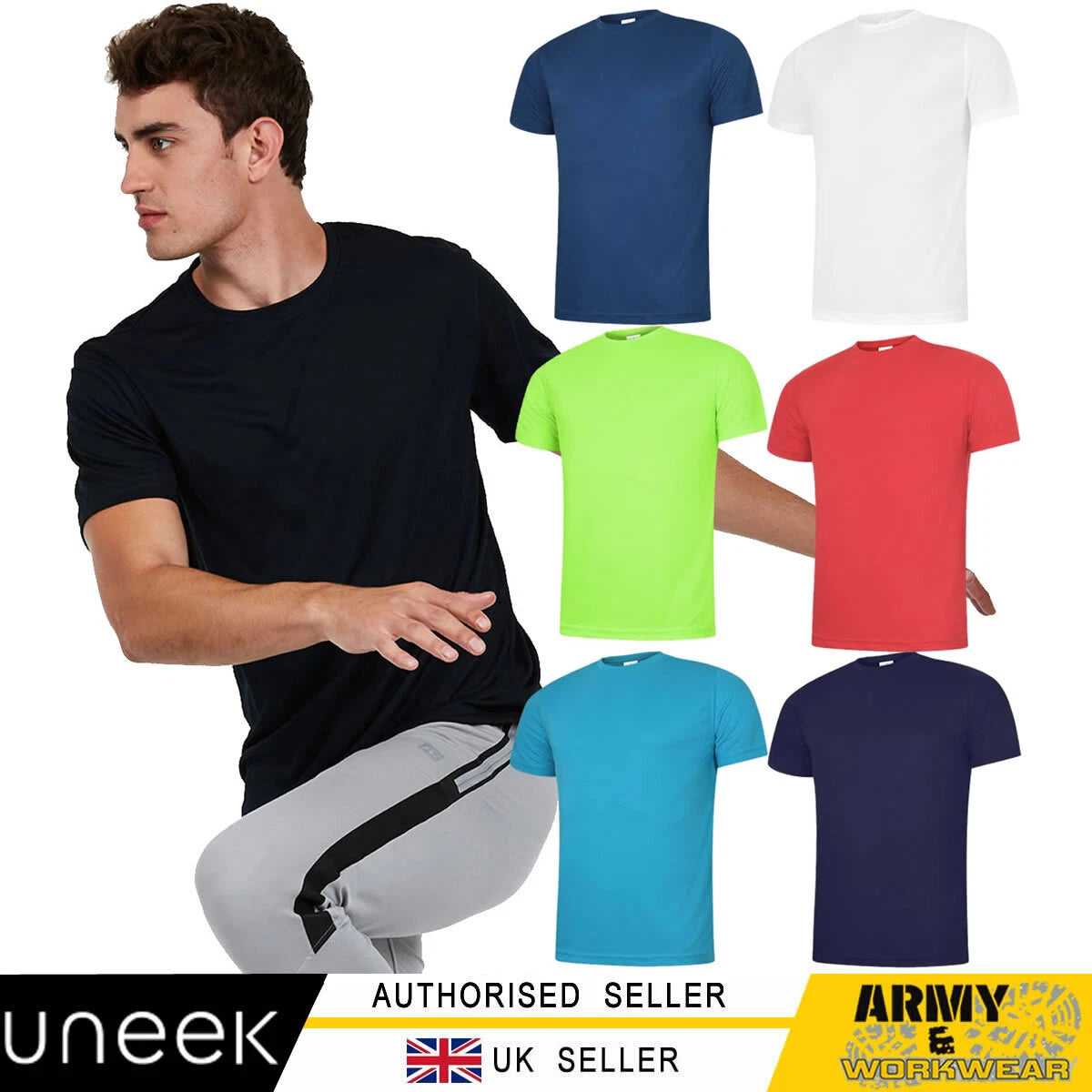 Uneek Mens Ultra Cool T-Shirt Breathable Sports Wicking Tee Causal Wear Tops