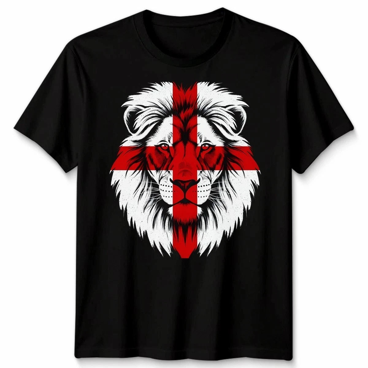 England Lion T-Shirt St George Cross Flag British Pride Mens Graphic Tee Black