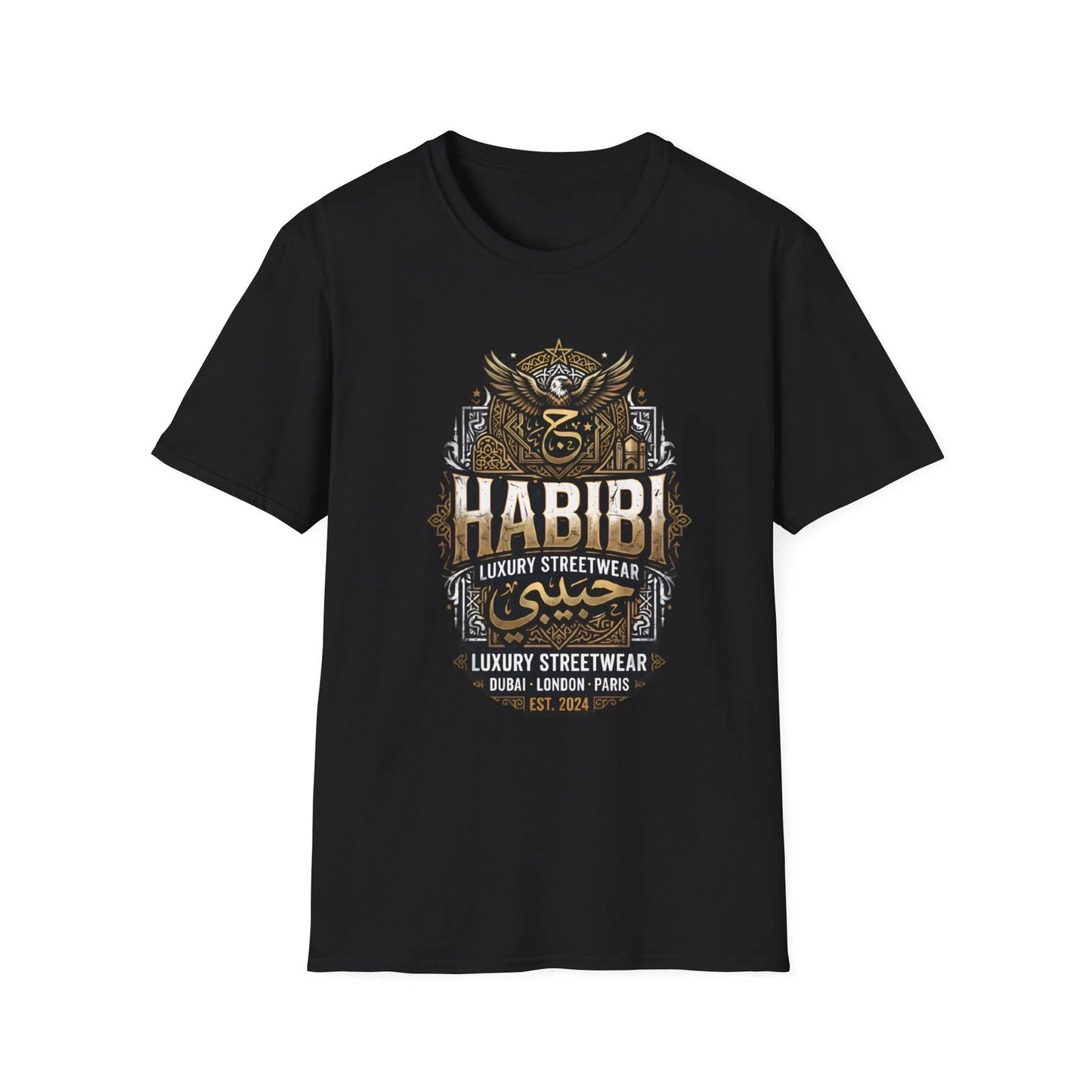 Habibi Luxury Streetwear T-Shirt | Arabic Calligraphy Crest