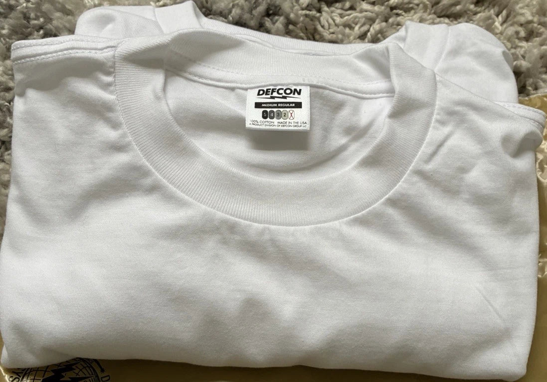 DEFCON Men's White Cotton Knit Logo Crew Neck T-Shirt Medium 2- pack