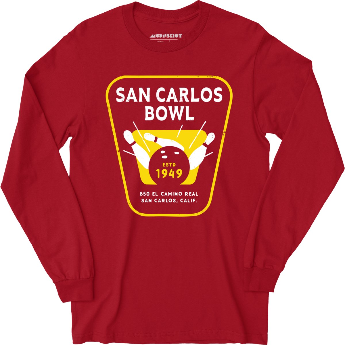 San Carlos Bowl - San Carlos, CA - Vintage Bowling Alley - Long Sleeve T-Shirt