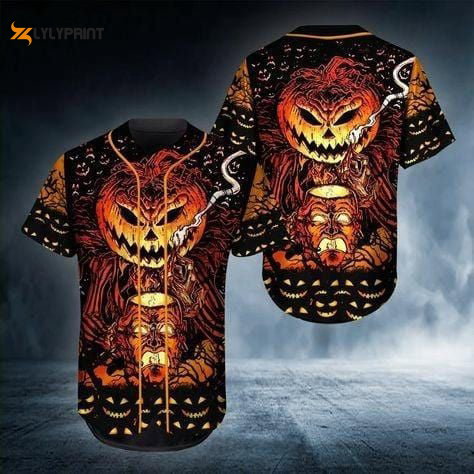 Scary Pumpkin Halloween All Over Print Unisex Baseball Jersey - lylyprint.com
