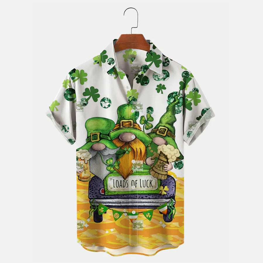 St. Patrick's Trendy Hawaiian Shirt Men's Car Short Sleeve Shirt, Trendy Hawaiian Shirt For Men And Women