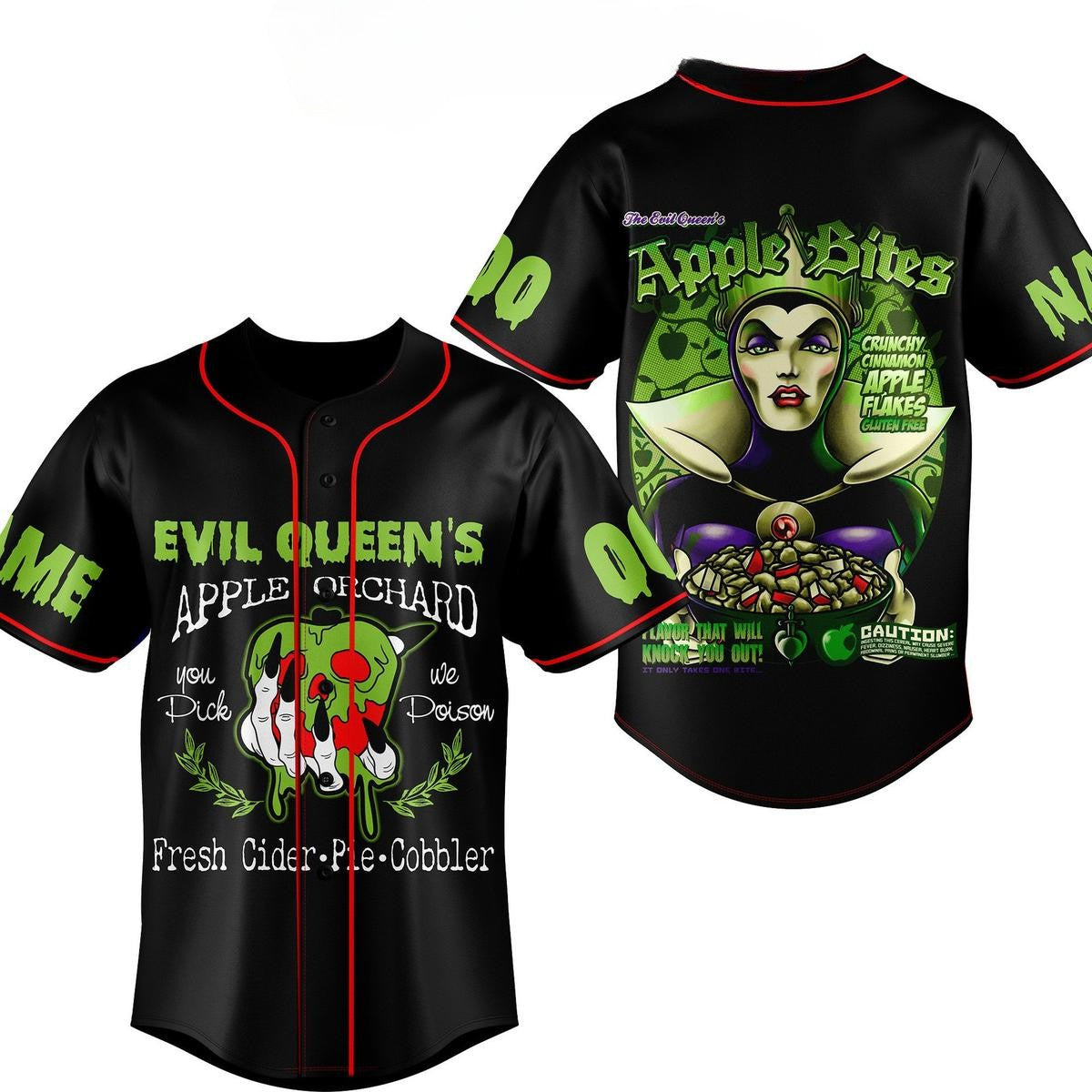The Evil Queen's Apple Bite Custom Black Baseball Jersey