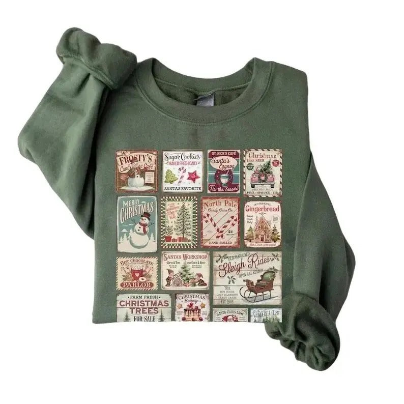 Gildan Vintage Christmas Sweatshirt/hoodie/tshirt, Retro Christmas Shirt, Santa Claus Shirt, Christmas Stamps Shirt,...