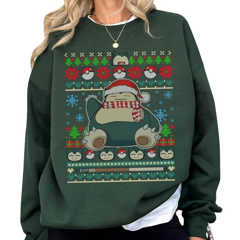 Snorlax Pocket Monster Ugly Christmas sweatshirt/hoodie/tshirt, Snorlax PKM Christmas Sweatshirt, Gift Shirt, T-Shirt...