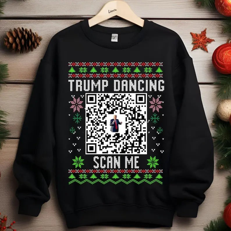 Trump Dance YMCA QR Code Ugly Christmas sweatshirt/hoodie/tshirt, YMCA Trump Dance qr Code T-Shirt and Hoodie