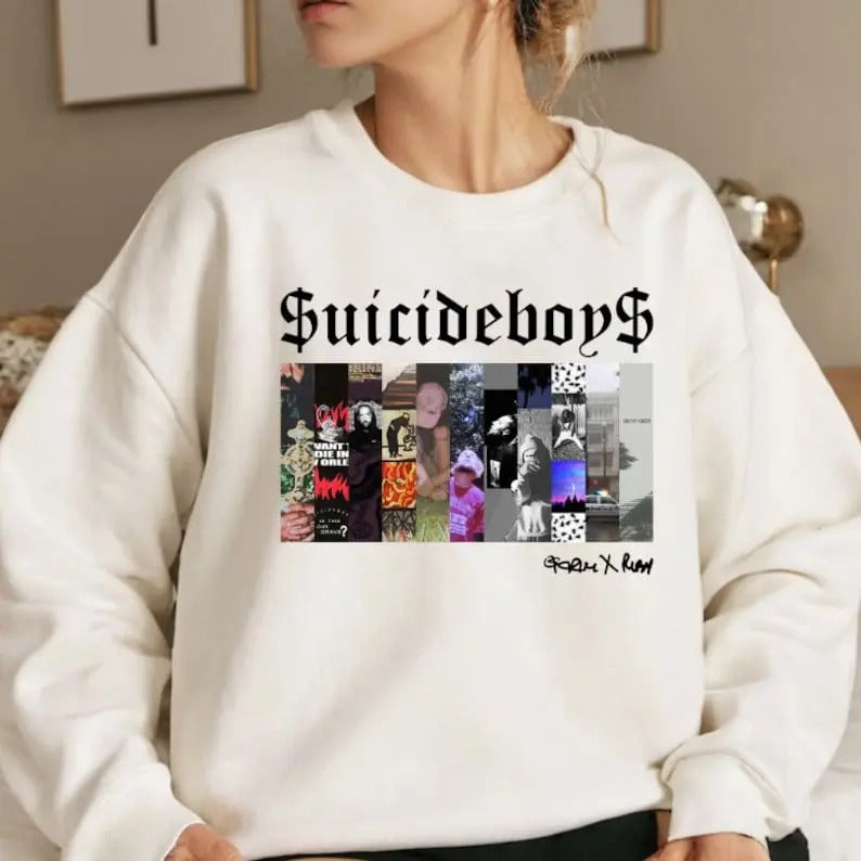 $uicide Boys Skeleton Shirt, Vintage $uicideboys Sweatshirt, SBoys Now The Moon's Rising Album Hoodie