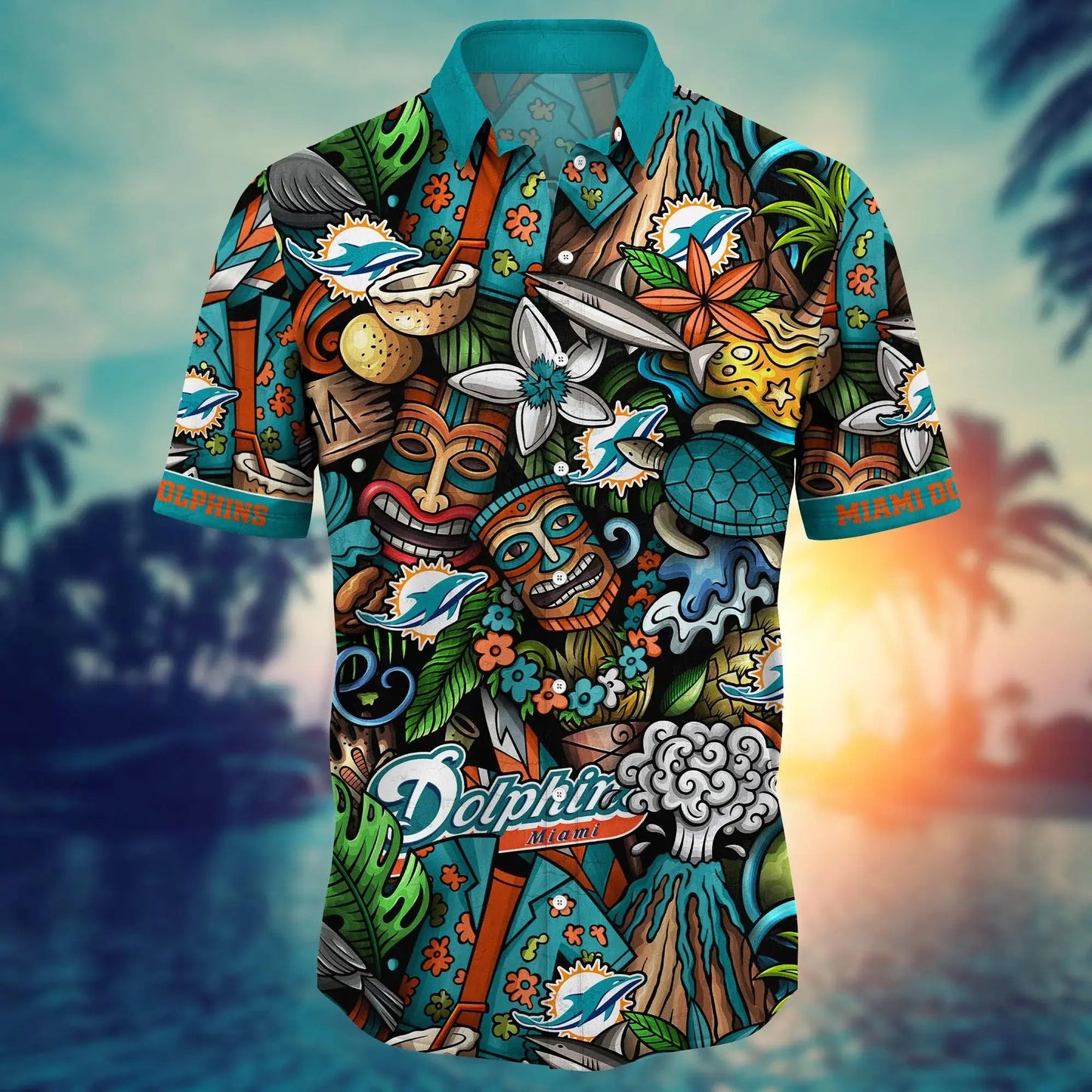 Miami Dolphins Hawaiian Shirt Tiki Island Spirit Design 789757