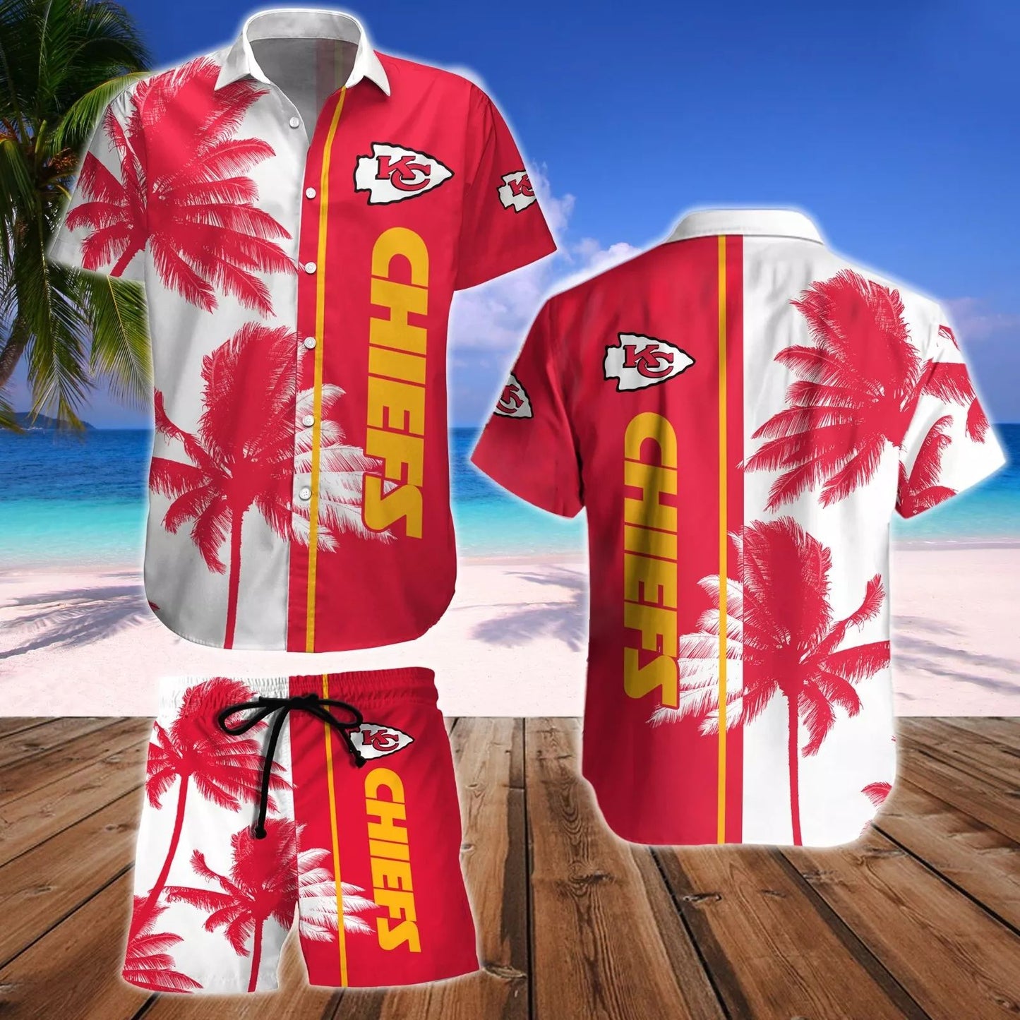Kansas City Chiefs Hawaiian Shirt Tropical Wave Design by